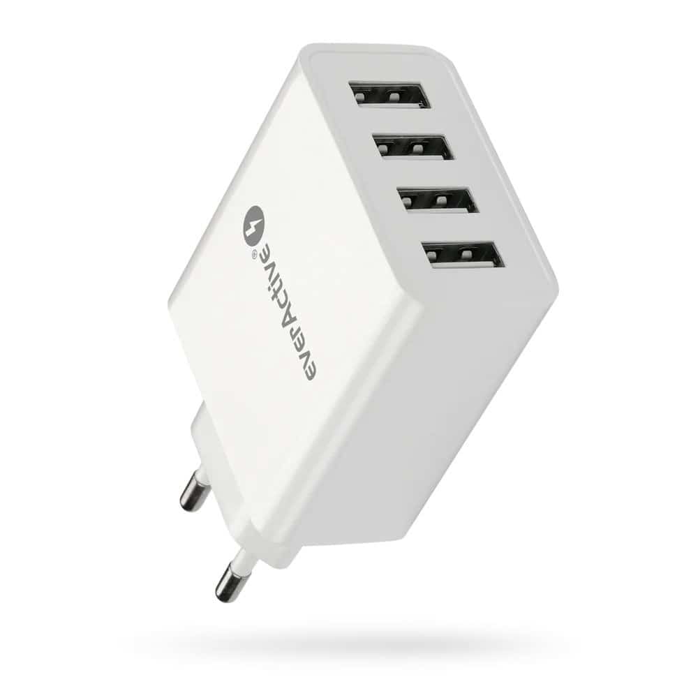EVERACTIVE ŁADOWARKA SIECIOWA 4XUSB 5A - BIAŁA SC-400