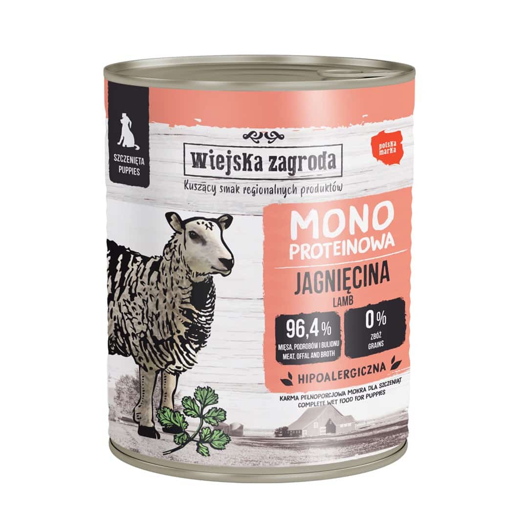 Wiejska Zagroda Karma mokra dla psa Monobiałkowa Jagnięcina (szczeniak) 800g