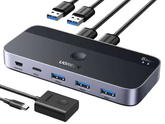 Ugreen Przełącznik switch USB 3.0  CM662, 2X4 out (czarny)