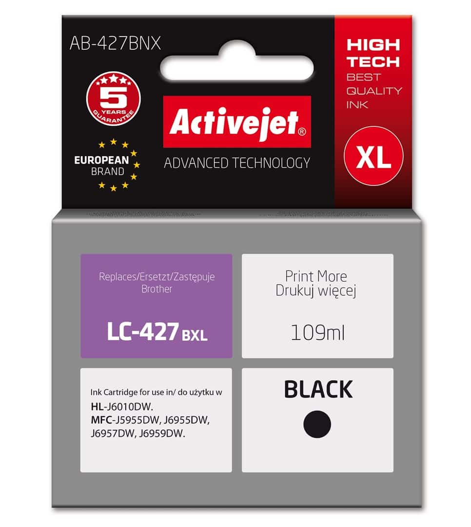 Activejet AB-427BNX Tusz (zamiennik Brother LC-427BXL ; Supreme; 109 ml; czarny)