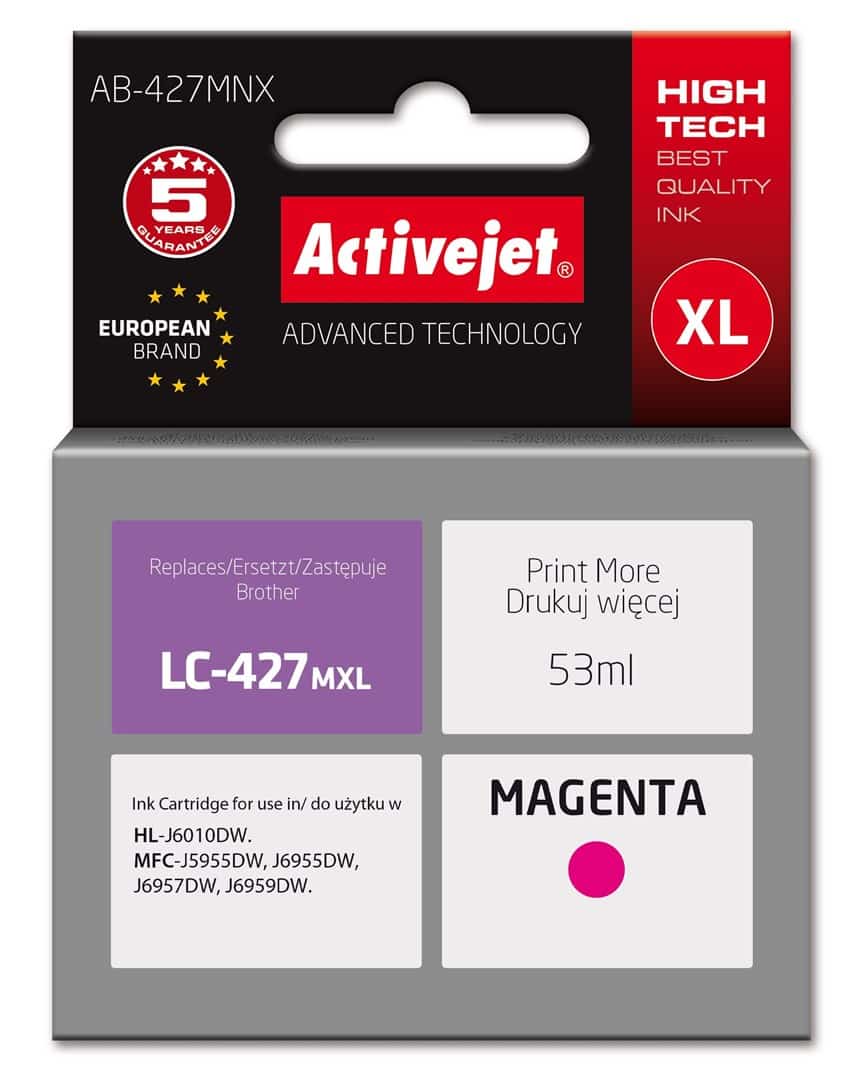 Activejet AB-427MNX Tusz (zamiennik Brother LC-427MXL; Supreme; 53 ml; czerwony)