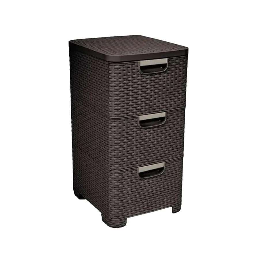 Regał z szufladami 3x14L rattan ciemny brąz 206313 CURVER