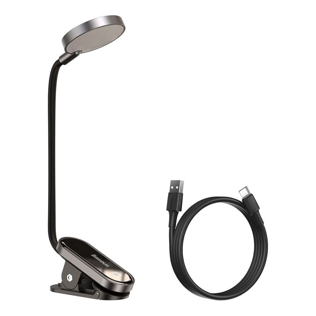Lampka biurkowa Baseus Mini LED z klipsem, szara (DGRAD-0G)