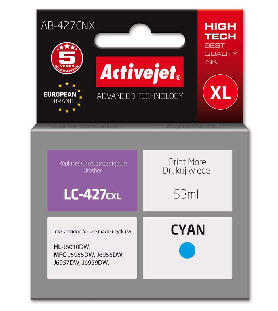Activejet AB-427CNX Tusz (zamiennik Brother LC-427CXL; Supreme; 53 ml; niebieski)