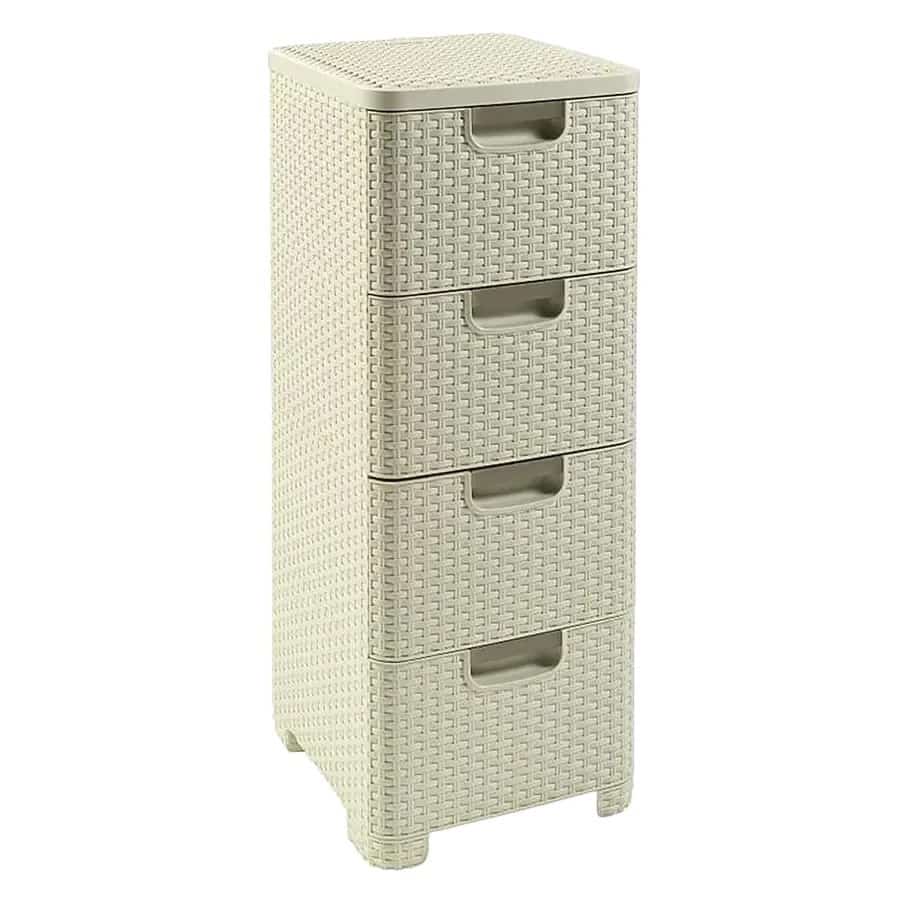 Regał z szufladami 4x14L rattan kremowy 209907 CURVER