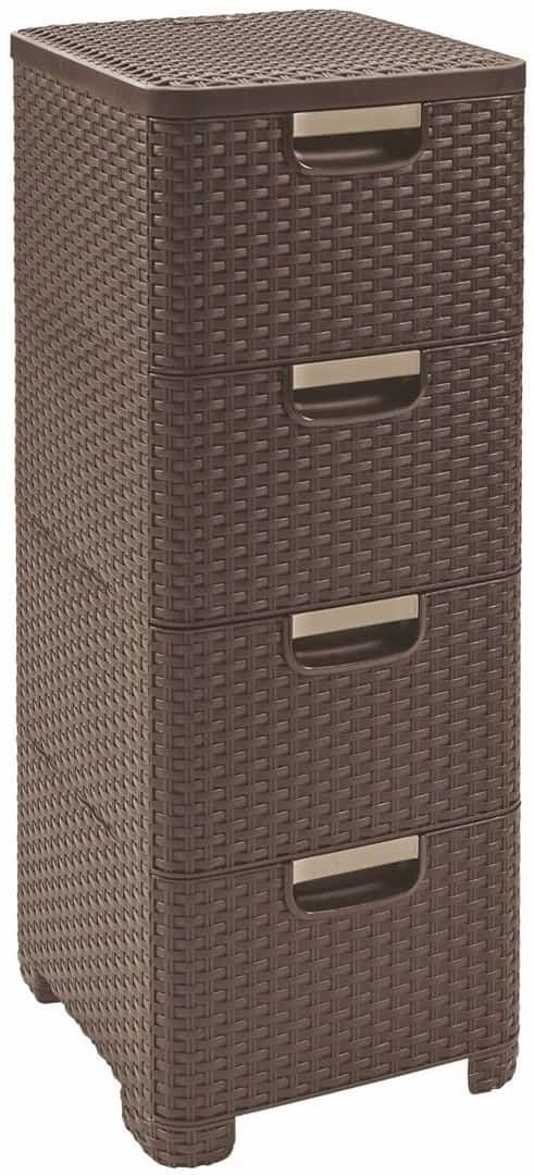 Regał z szufladami 4x14L rattan ciemny brąz 209906 CURVER