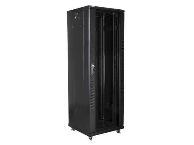 Szafy jednosekcyjna, zamykana na zamek Lanberg FF01-6637-12B (37U; 19'' / 600mm / 600 mm; stojąca; Pełne, Szklane; 800 kg; kolor czarny)