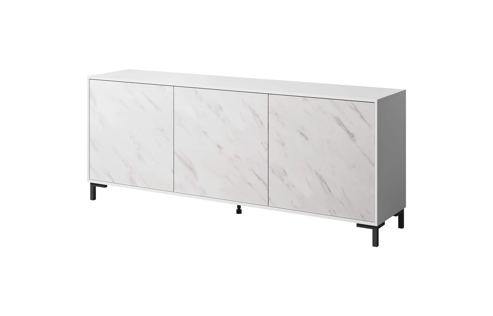 Komoda MARMO 3D 200x45xH80,5 biały mat/marmur biały — zdjęcie 1 z 4