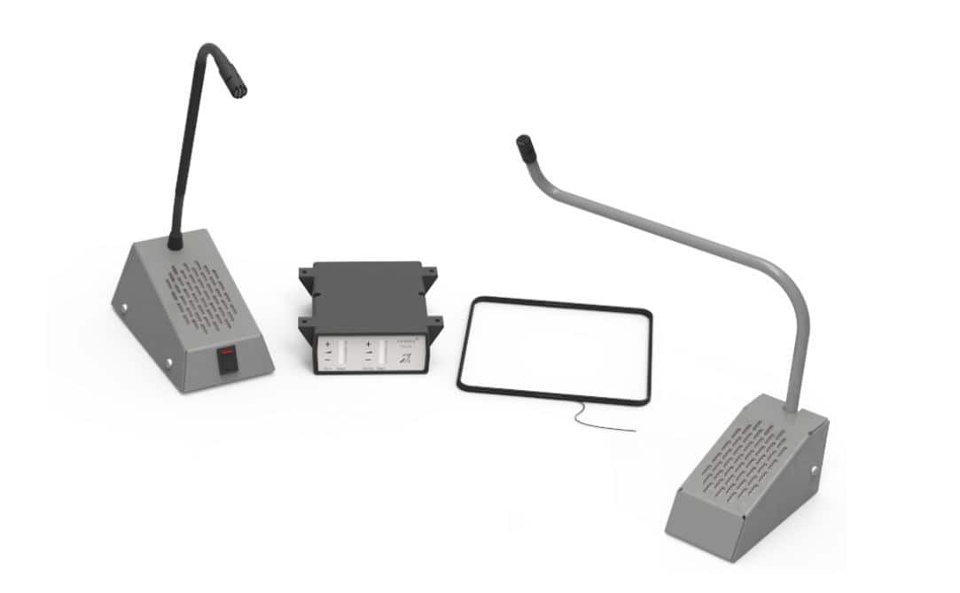 CONTACTA INTERKOM STS-K035-G-LH. SYSTEM INTERKOMOWY Z PĘTLĄ INDUKCYJNĄ, MIKROFON DLA KLIENTÓW - NA SZYJCE ZAKRZYWIONEJ W LEWO — zdjęcie 1 z 3