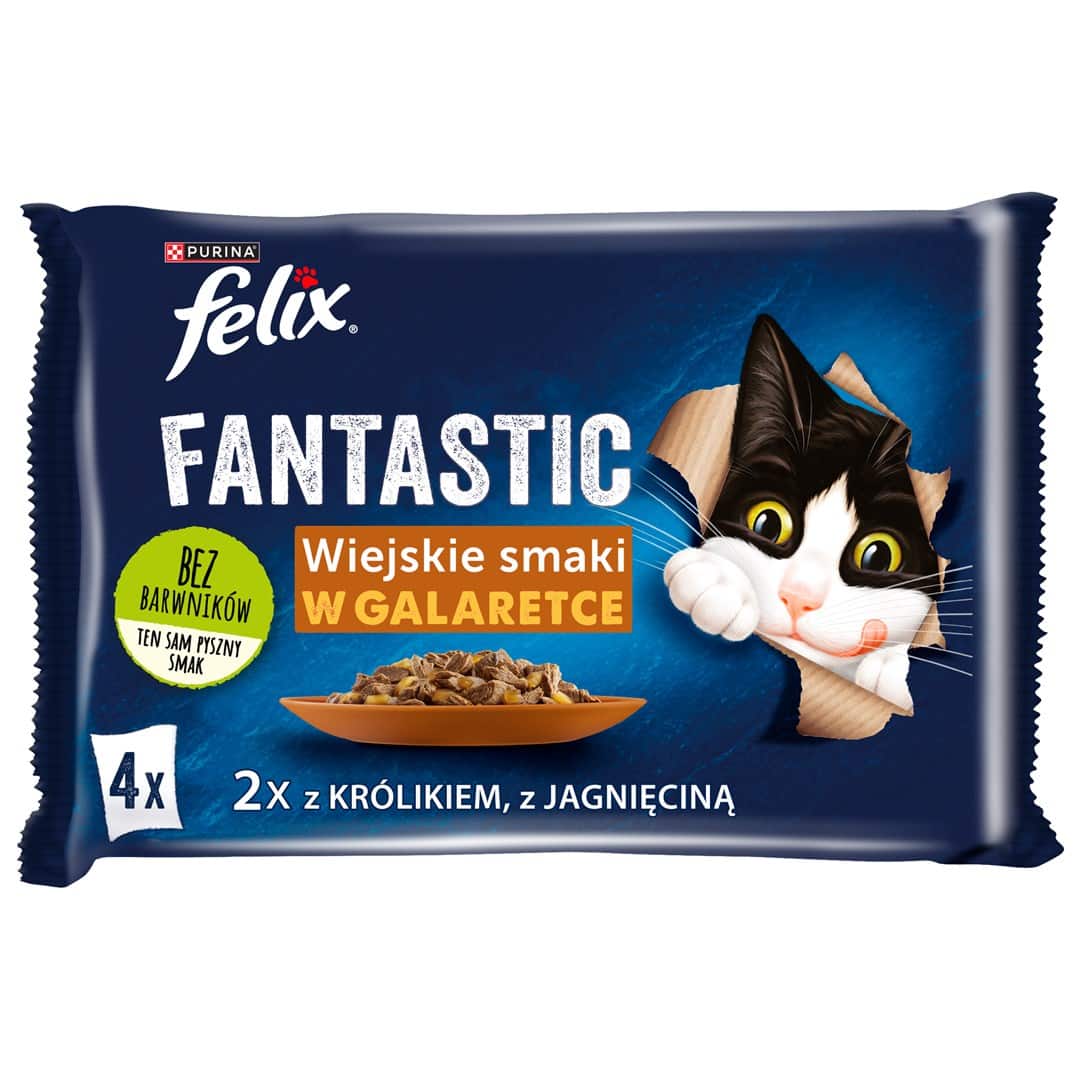 FELIX Fantastic królik, Jagnięcina - mokra karma dla kota - 4x85g — zdjęcie 1 z 8