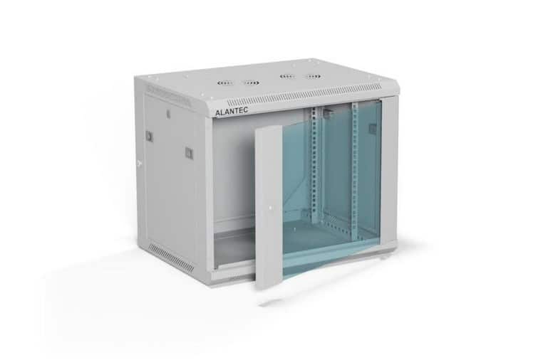 ALANTEC Szafa wisząca 19" 9U 600x450, drzwi szklane, kolor szary, do samodzielnego montażu - Flat Pack (SW-9U-600-450-01-SF) — zdjęcie 1 z 3