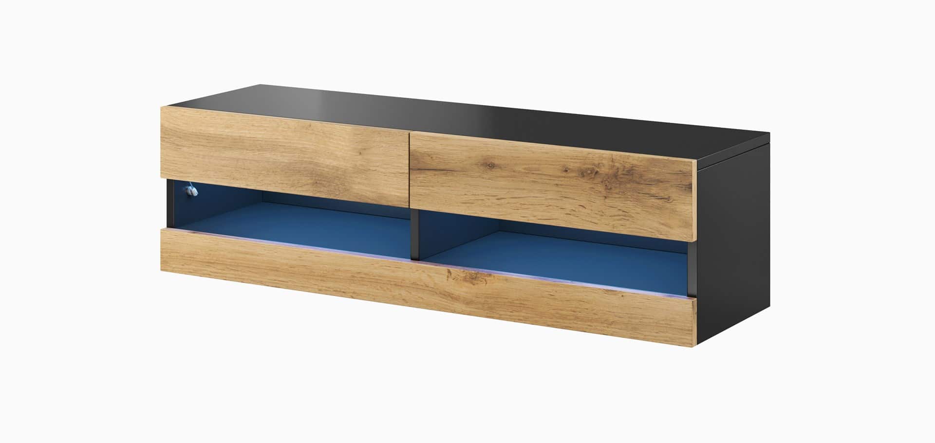 Szafka RTV VIGO NEW 140 30/140/40 czarny/dąb wotan — zdjęcie 1 z 3