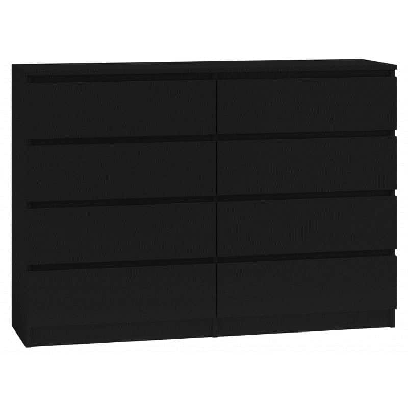 M8 MALWA KOMODA 140CM 8 SZUFLAD CZARNY — zdjęcie 1 z 2