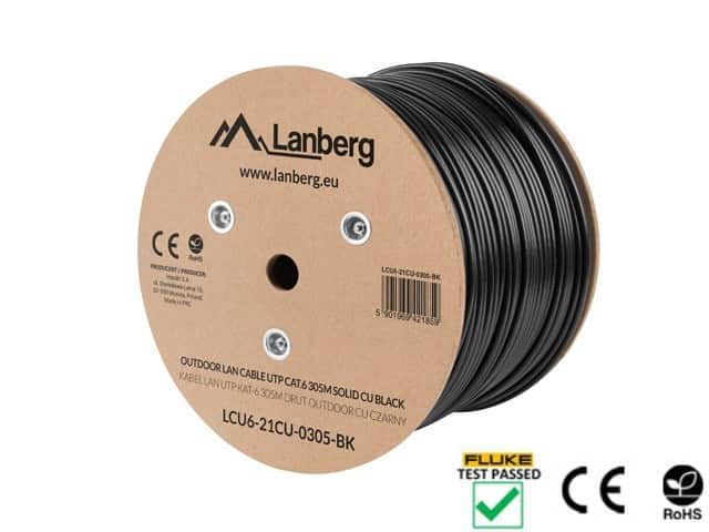 Kabel sieciowy Lanberg LCU6-21CU-0305-BK, 305m, kat. 6 — zdjęcie 1 z 4