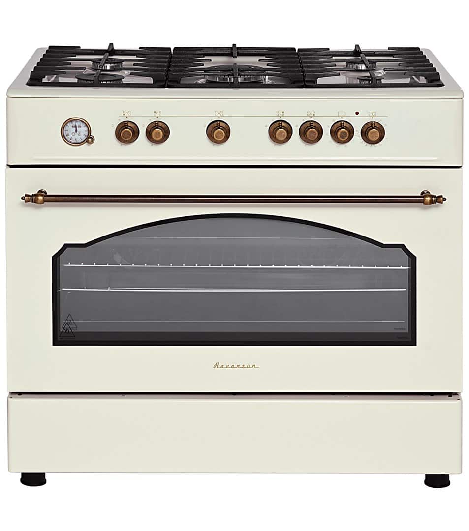 Kuchnia gazowo elektryczna Ravanson Retro KWGE–90ARC (kremowy) — zdjęcie 1 z 6