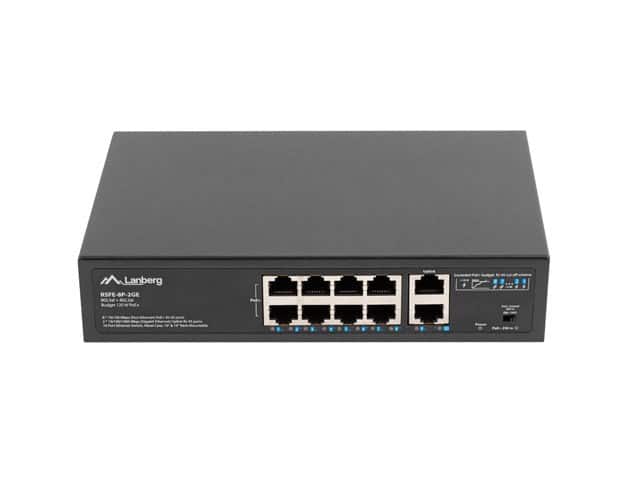 LANBERG SWITCH POE+ RACK 10"/19" RSFE-8P-2GE-120 — zdjęcie 1 z 6
