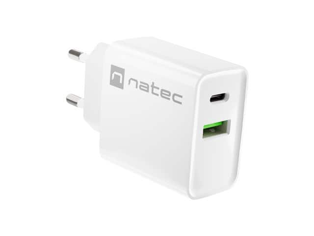 NATEC ŁADOWARKA SIECIOWA RIBERA USB-A + USB-C 20W POWER DELIVERY BIAŁA NUC-2061 — zdjęcie 1 z 8