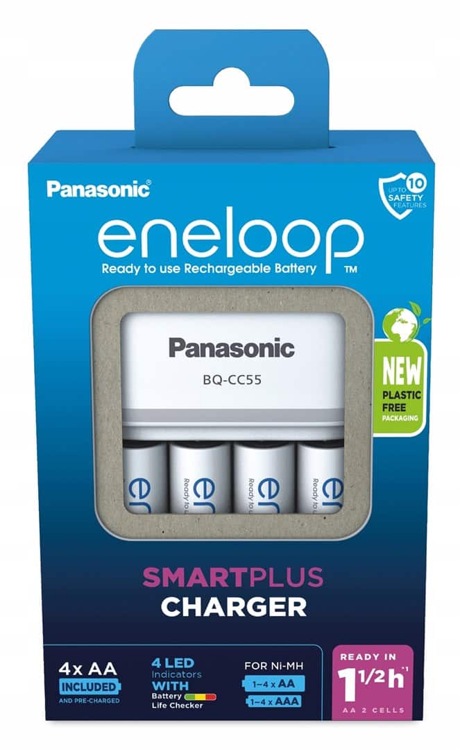 ŁADOWARKA PANASONIC SMARTPLUS + 4x AA ENELOOP 2000 mAh — zdjęcie 1 z 3