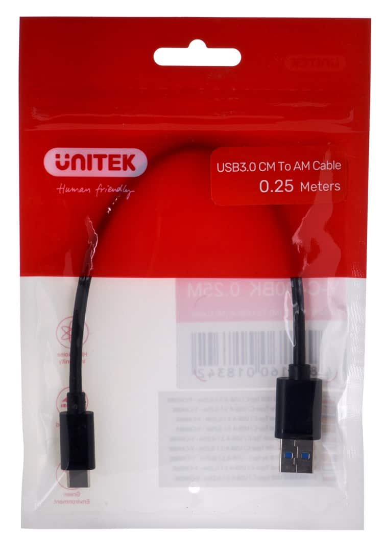 UNITEK KABEL USB-C - USB-A 3.1, 0,25M — zdjęcie 1 z 2