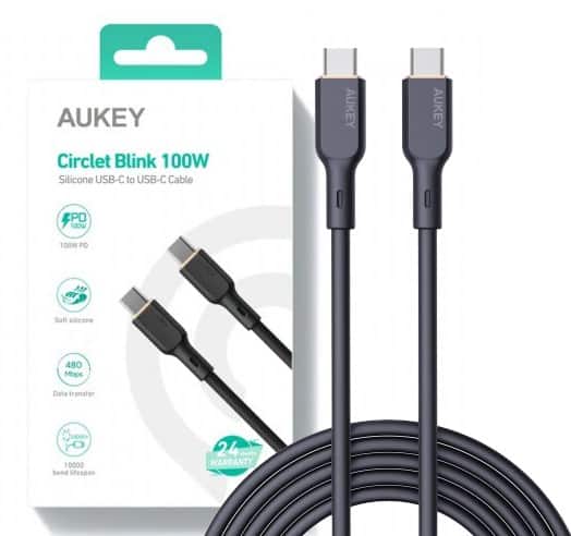 AUKEY CB-SCC101 KABEL USB-C QC PD 1M 5A 100W — zdjęcie 1 z 8