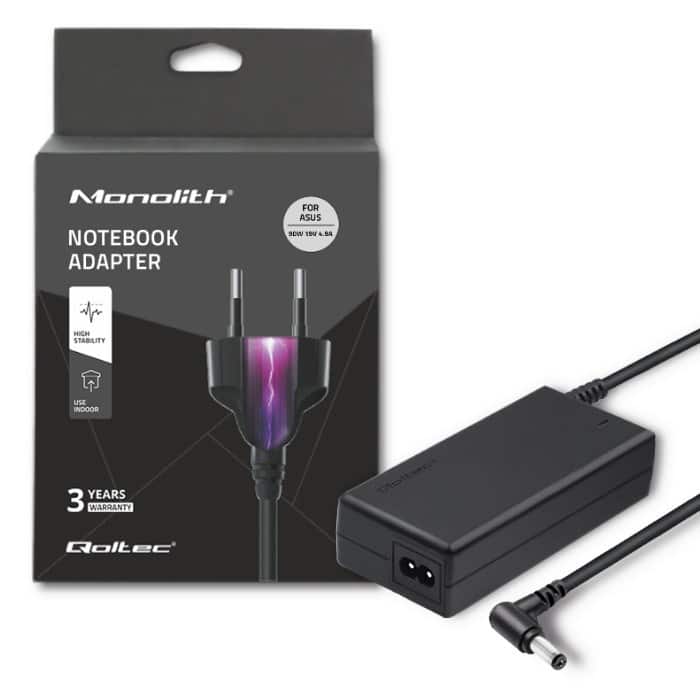 Zasilacz Qoltec 50075.90W do notebooka Asus (19 V; 4,74 A, 4,9 A; 90W; 5.5 mm x 2.5 mm) — zdjęcie 1 z 7