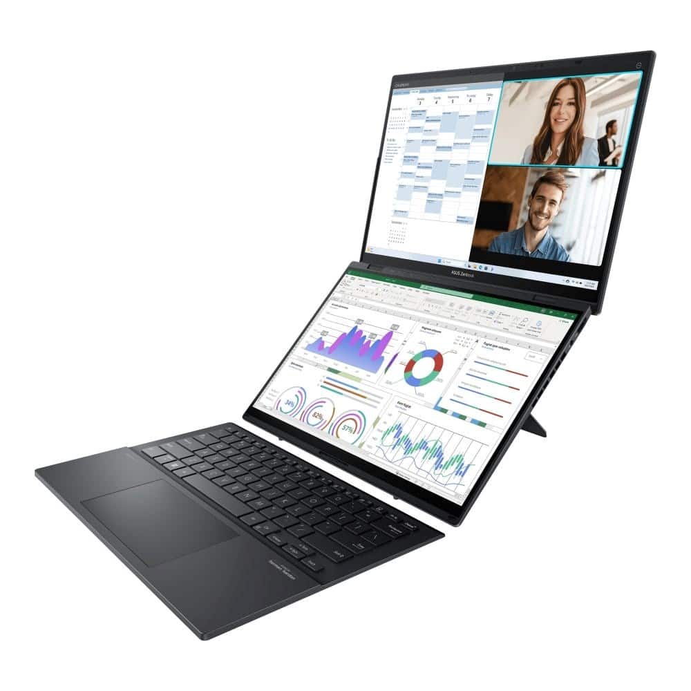 ASUS Zenbook Duo UX8406CA-QL121W Ultra 7 255H 2x14.0"OLED FHD Touch 60Hz 400nits 32GB LPDDR5X SSD1TB Glossy Intel Arc Graphics WLAN+BT Cam1080p 75WHrs Win11 Inkwell Gray — zdjęcie 1 z 8