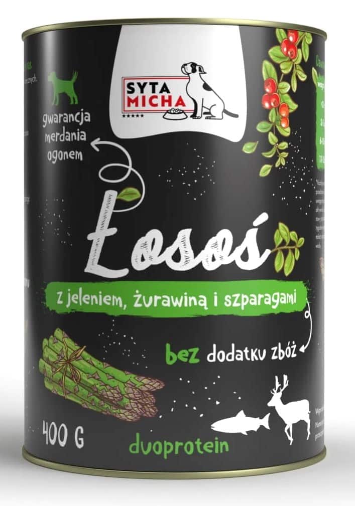 SYTA MICHA mokra karma łosoś z jeleniem 400g