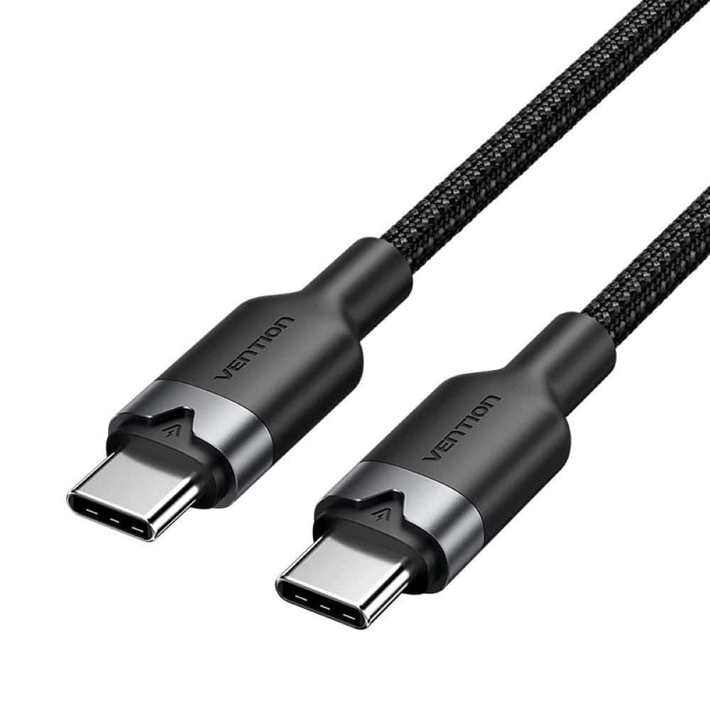 Kabel USB-C do USB-C Vention w oplocie 3A 480Mbps 60W PD 2m czarny — zdjęcie 1 z 2