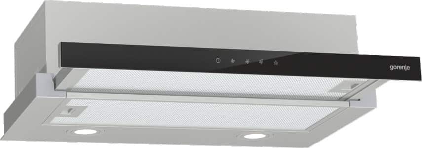 Okap teleskopowy GORENJE TH64E3SGB - front czarne szkło — zdjęcie 1 z 6