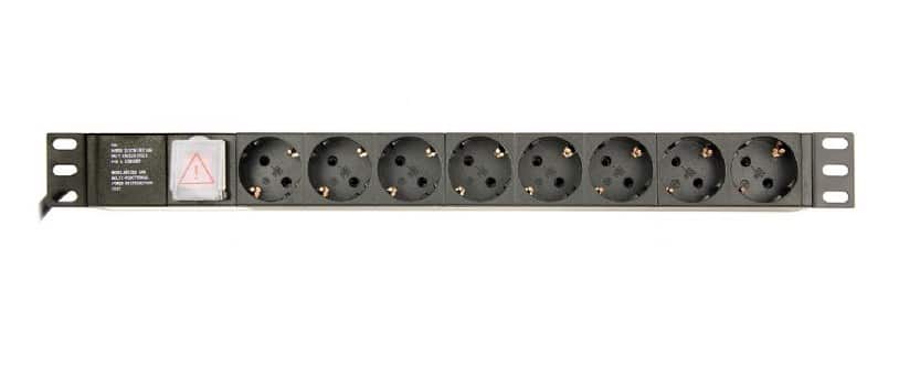 GEMBIRD LISTWA ZASILAJĄCA RACK 19" PDU EG-PDU-014-C14 1U, 10A, 8X SCHUKO, WTYK C14, KABEL 3M — zdjęcie 1 z 8