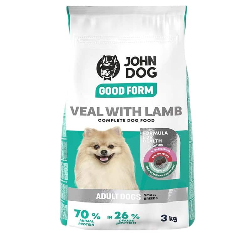 John Dog GOOD FORM MAŁE RASY cielęcina z jagnięciną Karma sucha dla psa 3kg