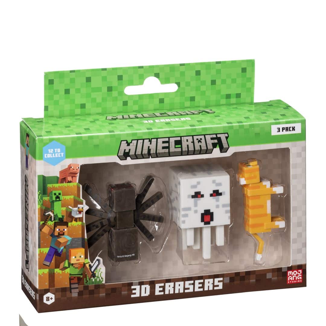 MINECRAFT 3D ERASERS - 3 PACK VER.A — zdjęcie 1 z 4
