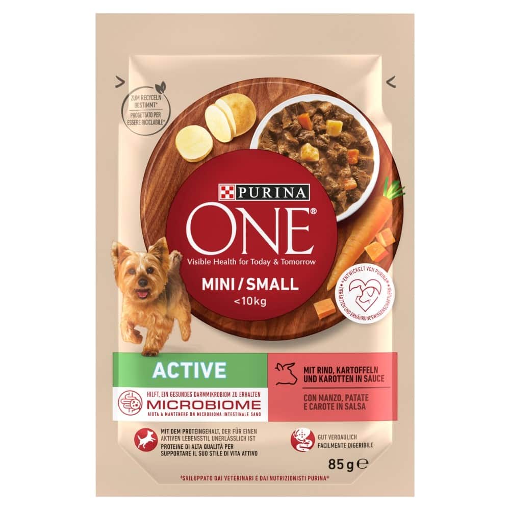 Purina ONE MINI Dog Active GiG wołowina, ziem. 85g — zdjęcie 1 z 5