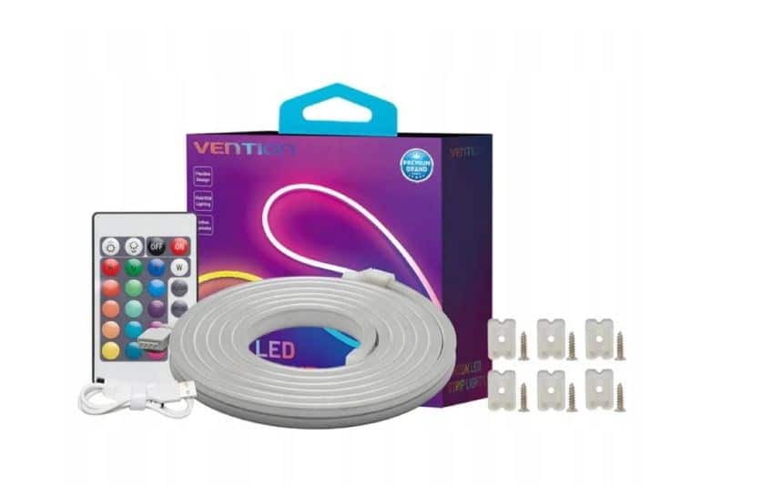 Taśma LED Vention Silicone Neon z pilotem IR i zasilaczem DC 12V 5m — zdjęcie 1 z 8