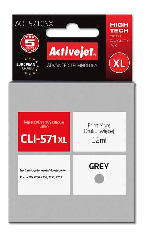 Activejet ACC-571GNX Tusz, Szary, 12ml, Kompatybilny z Canon — zdjęcie 1 z 2
