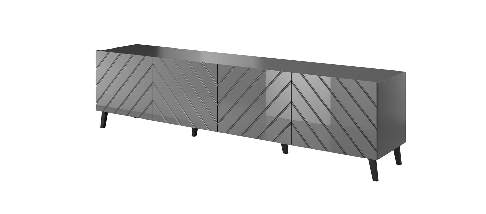 Szafka RTV ABETO 200x42x52 grafit/grafit połysk — zdjęcie 1 z 4