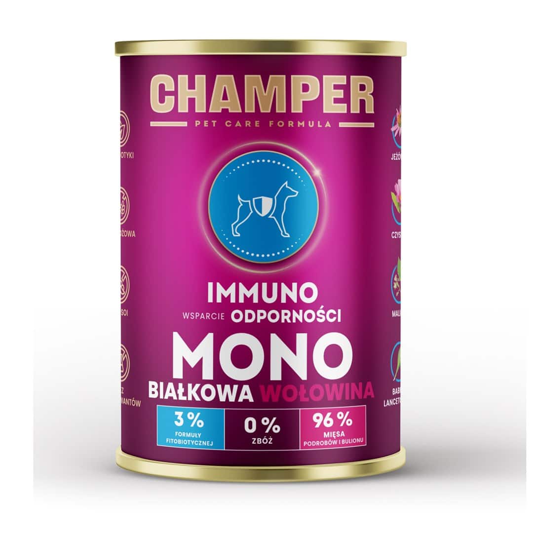 CHAMPER IMMUNO MONOBIAŁKOWA wołowina mokra karma dla psa 400g