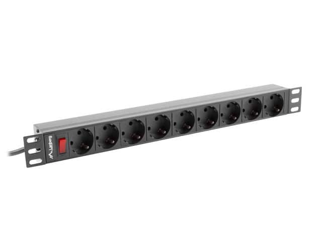 LANBERG LISTWA ZASILAJĄCA RACK 19" PDU 1U, 16A, 9X SHUKO, 3M PDU-09F-0300-BK — zdjęcie 1 z 4