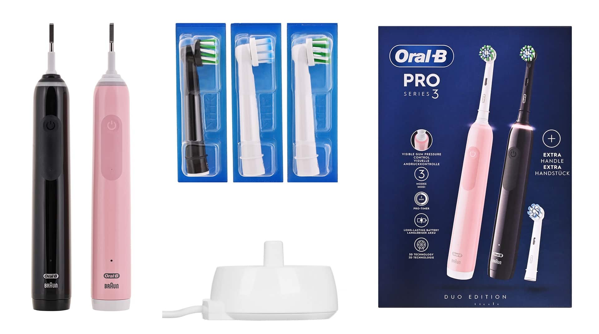 Szczoteczka Oral-B Pro 3 3900N Black/Pink +2 rączka — zdjęcie 1 z 8