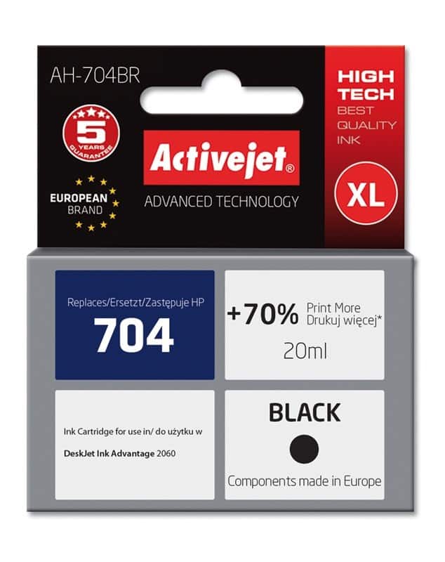 Activejet AH-704BR Tusz, 20 ml, czarny, kompatybilny z HP — zdjęcie 1 z 2