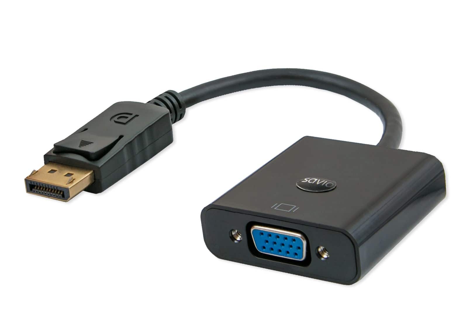 Adapter SAVIO CL-90 (DisplayPort M - D-Sub (VGA) F; 0,20m; kolor czarny) — zdjęcie 1 z 3
