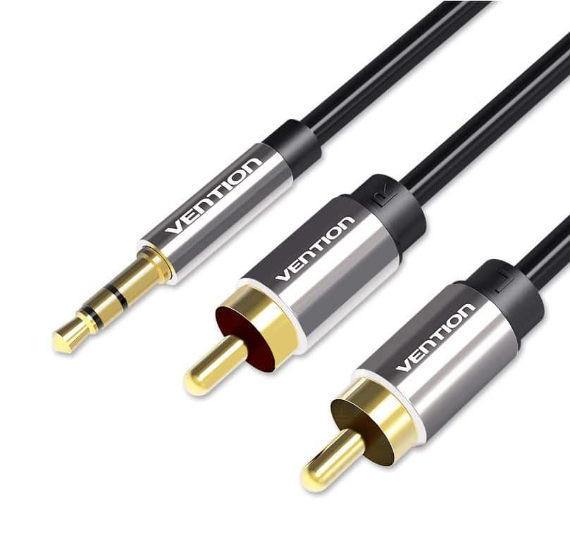 Kabel audio 3,5 mm męski na 2RCA męski 3 m czarny — zdjęcie 1 z 4
