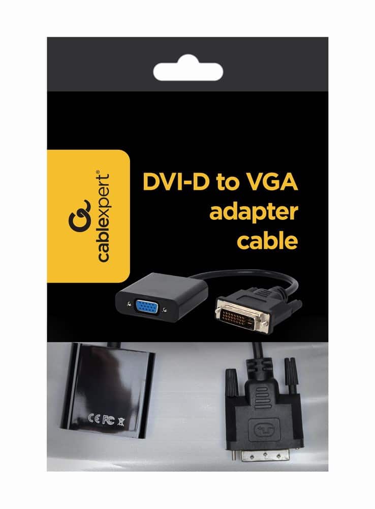 Adapter GEMBIRD A-DVID-VGAF-01 (DVI-D M - D-Sub (VGA) F; 0,20m; kolor czarny) — zdjęcie 1 z 3