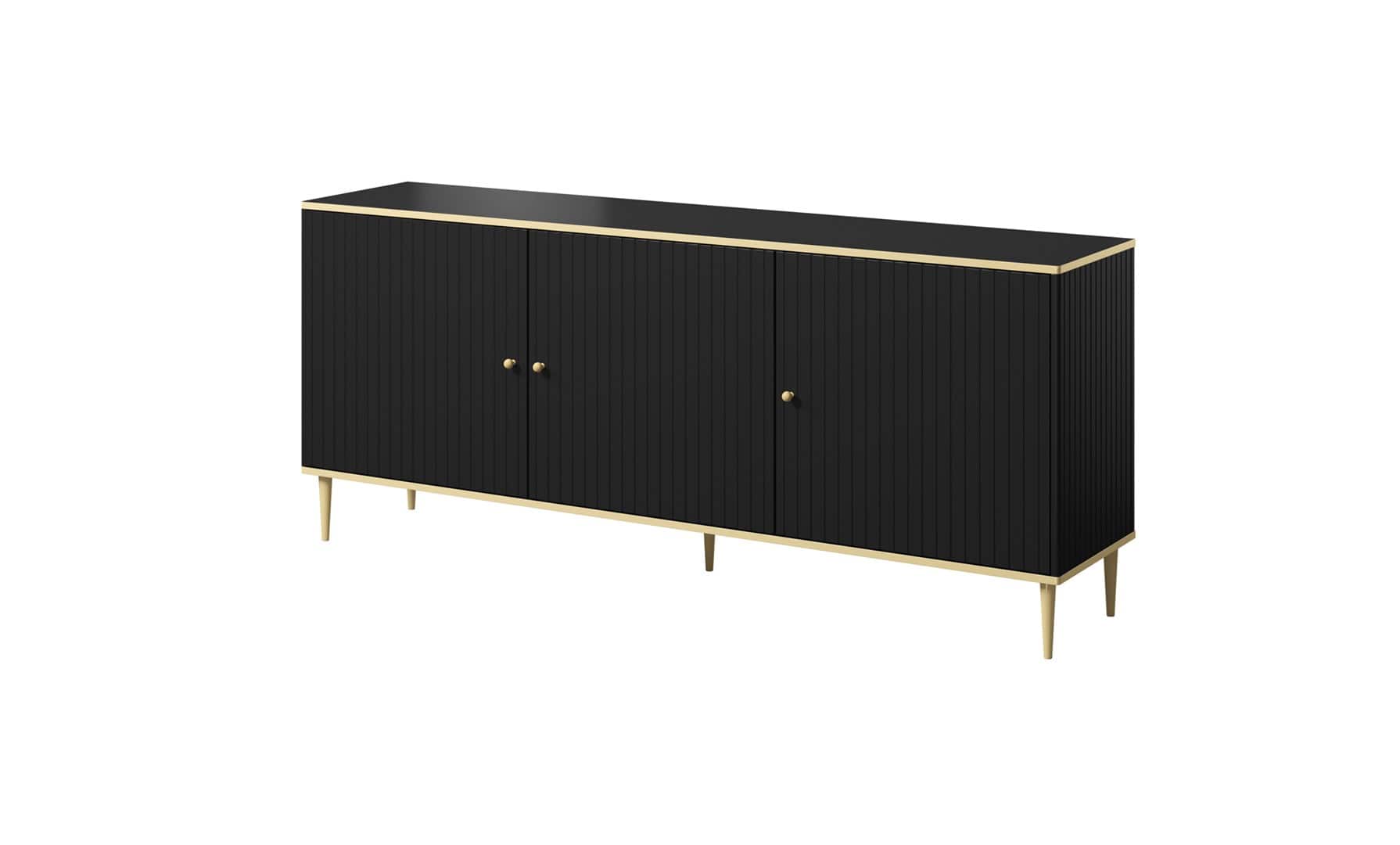 Komoda GLAMOUR 180x40x75,5 czarny mat + złoty — zdjęcie 1 z 4