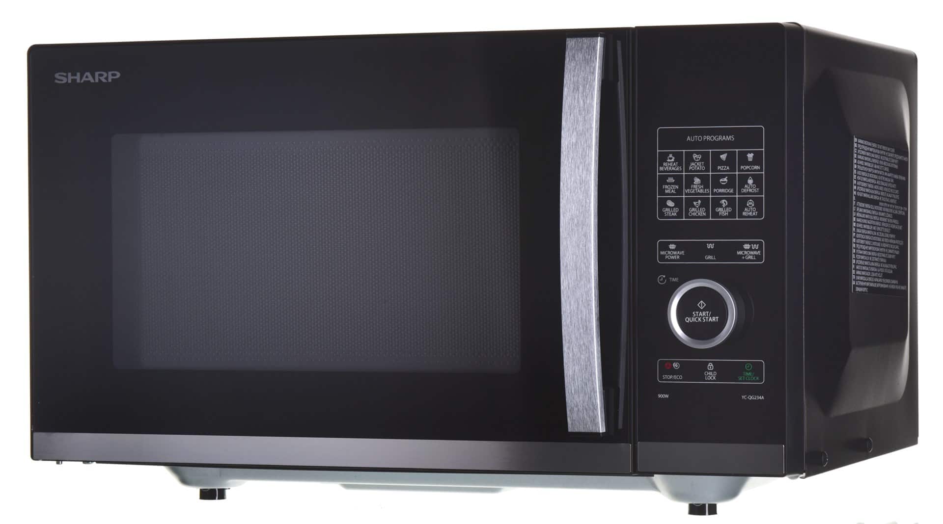 Kuchenka mikrofalowa SHARP YC-QG234AEB - wolnostojąca, czarna — zdjęcie 1 z 8