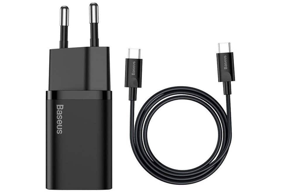 BASEUS ŁADOWARKA Z KABLEM USB-C 25W CZARNA — zdjęcie 1 z 2