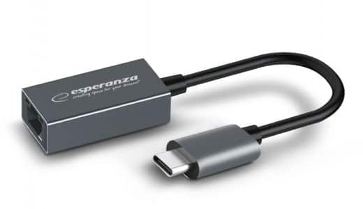 ESPERANZA GIGABIT ETHERNET 1000 MBPS ADAPTER USB C-RJ45 ENA102 — zdjęcie 1 z 4