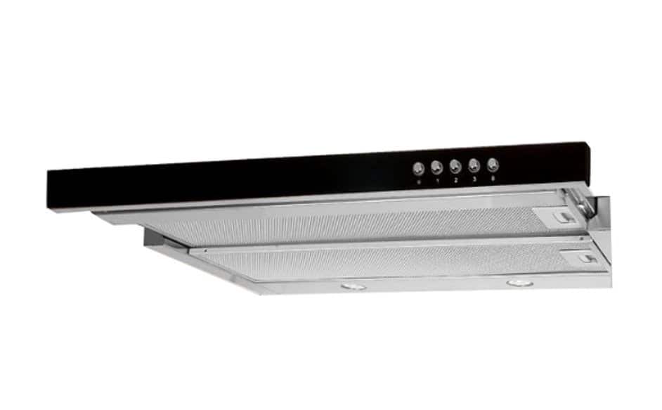 Okap podszafkowy teleskopowy AKPO WK-7 LIGHT GLASS 60 INOX CZARNY (600mm; kolor inox, front czarne szkło) (OUTLET) — zdjęcie 1 z 2