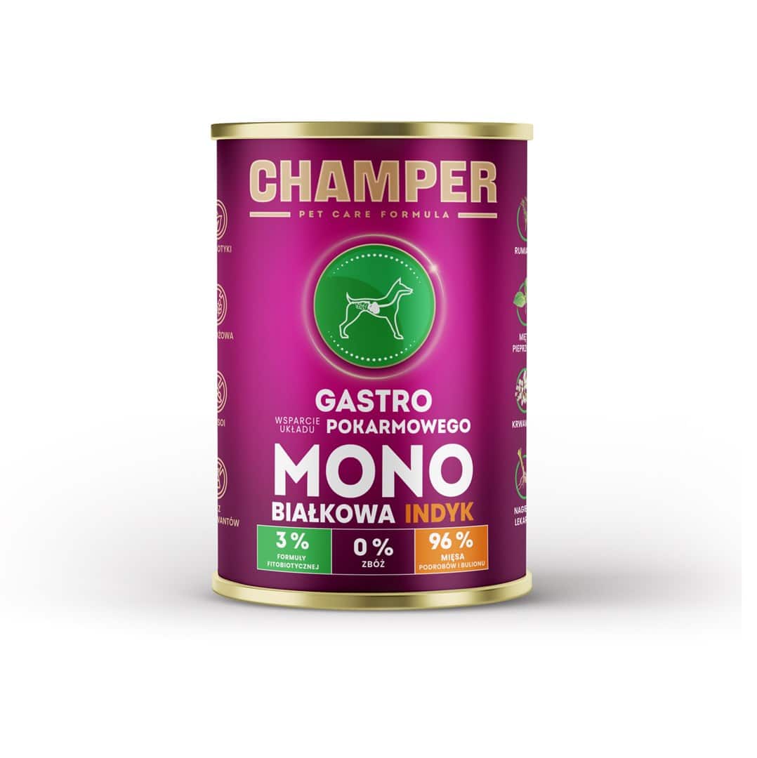 CHAMPER GASTRO MONOBIAŁKOWA indyk mokra karma dla psa 400g