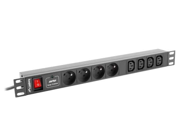 Listwa zasilająca Lanberg PDU-04E04I-0200-IEC-BK (8 x UTE; 2m; kolor czarny) — zdjęcie 1 z 4